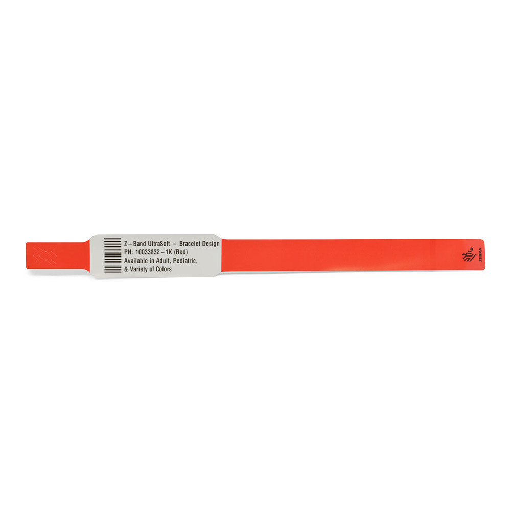 10033832-1K - Zebra 1" x 10.75" Z-Band UltraSoft Wristband (Red) (Case)