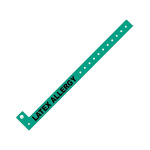 PS-LATEXALLERGY-GRE - Zebra 0.63" x 10" Slim Alert Latex Allergy Wristband (Green) (Case)