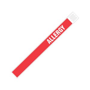 TY-ALLERGY - Zebra 1" x 10" Tyvek Alert Alergy Wristband (Red) (Case)