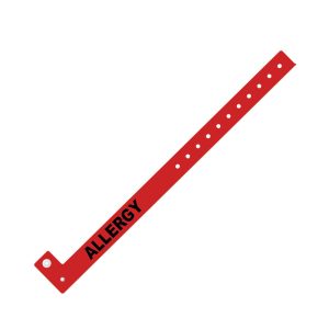 PS-ALLERGY-RED - Zebra 0.63" x 10" Slim Alert Allergy Wristband (Red) (Case)