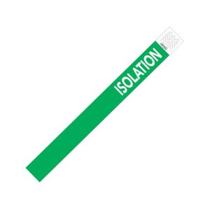 TY-ISOLATION - Zebra 1" x 10" Tyvek Alert Isolation Wristband (Green) (Case)